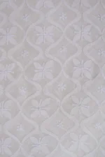 Srajann Hand Embroidered White Pure Georgette Lucknowi Chikankari Unstitched Men's Kurta Piece (SLC1154) - Image 3