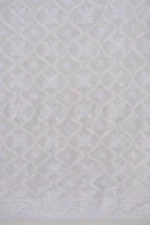 Srajann Hand Embroidered White Pure Georgette Lucknowi Chikankari Unstitched Men's Kurta Piece (SLC1154) - Image 6