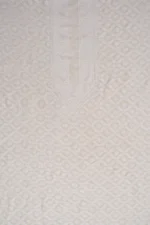 Srajann Hand Embroidered Cream Pure Georgette Lucknowi Chikankari Unstitched Men's Kurta Piece (SLC1155) - Image 2