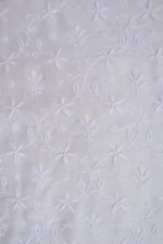 Srajann Hand Embroidered White Chanderi Lucknowi Chikankari Unstitched Men's Kurta Piece (SLC1166) - Image 3