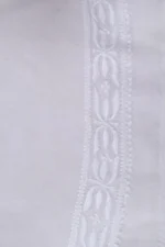 Srajann Hand Embroidered White Chanderi Lucknowi Chikankari Unstitched Men's Kurta Piece (SLC1166) - Image 5