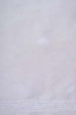 Srajann Hand Embroidered White Chanderi Lucknowi Chikankari Unstitched Men's Kurta Piece (SLC1166) - Image 6