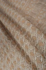 Srajann Hand Embroidered Silk Lucknowi Chikankari Unstitched Men's Kurta Piece (SLC1167) - Image 5