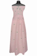 Srajann Hand Embroided Pink Mul Chanderi Lucknowi Chikankari Unstitched Kurta Dupatta Set (SLC1174) - Image 5