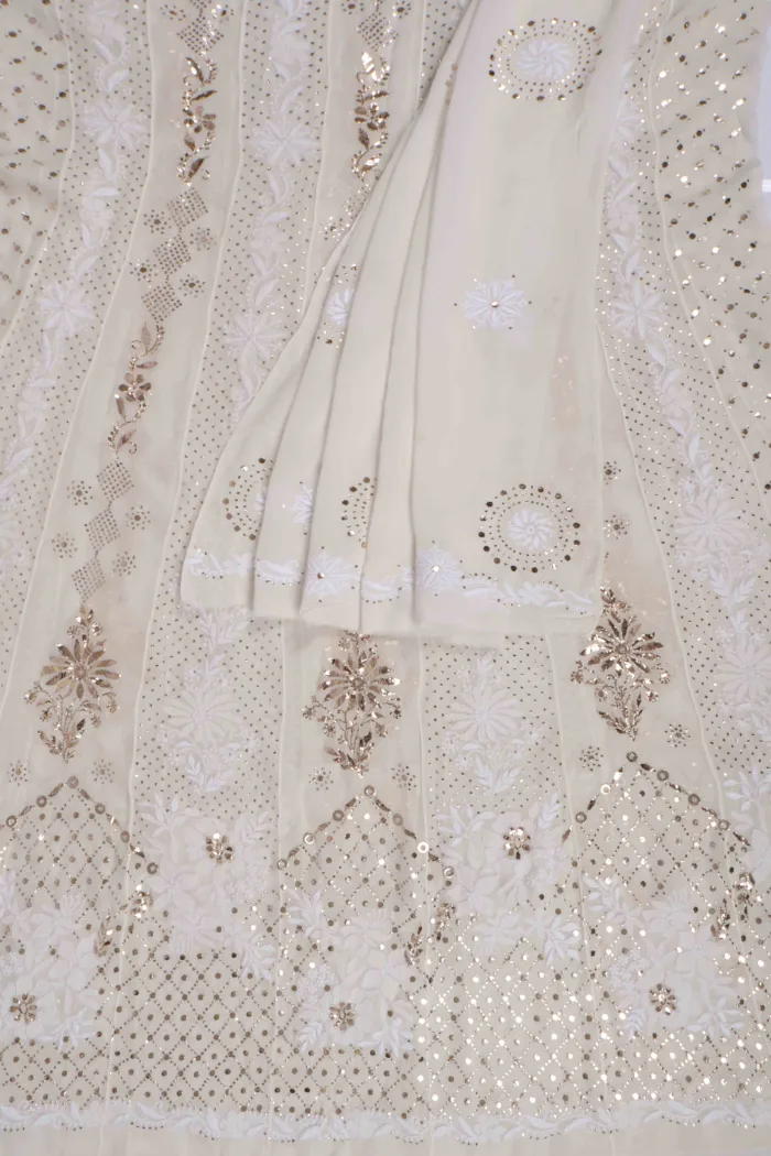 Srajann Hand Embellishment Anarkali Pure Georgette With Lucknow Chikankari Unstitched Suit