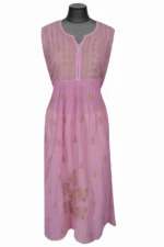 Srajann Hand Embroided Purple Mul Chanderi Lucknowi Chikankari Unstitched Kurta Dupatta Set (SLC1177) - Image 2