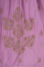 Srajann Hand Embroided Purple Mul Chanderi Lucknowi Chikankari Unstitched Kurta Dupatta Set (SLC1177) - Image 8