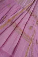 Srajann Hand Embroided Purple Mul Chanderi Lucknowi Chikankari Unstitched Kurta Dupatta Set