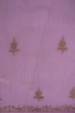 Srajann Hand Embroided Purple Mul Chanderi Lucknowi Chikankari Unstitched Kurta Dupatta Set (SLC1177) - Image 11