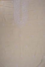 Srajann Hand Embroidered Cream Lucknowi Chikankari Unstitched Men's Kurta Piece (SLC1316) - Image 2