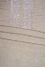 Srajann Hand Embroidered Cream Lucknowi Chikankari Unstitched Men's Kurta Piece (SLC1316) - Image 4