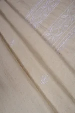 Srajann Hand Embroidered Cream Lucknowi Chikankari Unstitched Men's Kurta Piece (SLC1316) - Image 5