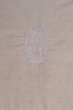 Srajann Hand Embroidered Cream Lucknowi Chikankari Unstitched Men's Kurta Piece (SLC1315) - Image 6