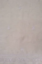 Srajann Hand Embroidered Cream Lucknowi Chikankari Unstitched Men's Kurta Piece (SLC1315) - Image 8