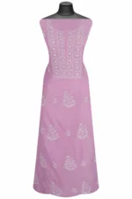 Srajann Hand Embroided white Maheshwari Lucknowi Chikankari Unstitched Kurta Dupatta Set (SLC1290) - Image 2