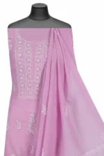 Srajann Hand Embroided white Maheshwari Lucknowi Chikankari Unstitched Kurta Dupatta Set (SLC1290) - Image 5