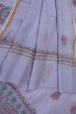 Srajann Hand Embroided Grey Maheshwari Lucknowi Chikankari Unstitched Kurta Dupatta Set (SLC1289) - Image 7