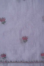 Srajann Hand Embroided Grey Maheshwari Lucknowi Chikankari Unstitched Kurta Dupatta Set (SLC1289) - Image 9