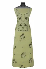 Srajann Hand Embroidered Green Chanderi Gown Lucknow Chikankari Unstitched Kurta With Dupatta(SLC1292) - Image 4