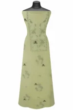 Srajann Hand Embroidered Green Chanderi Gown Lucknow Chikankari Unstitched Kurta With Dupatta(SLC1292) - Image 6