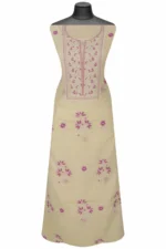 Srajann Hand Embroidered Cream Chanderi Gown Lucknow Chikankari Unstitched Kurta With Dupatta(SLC1293) - Image 2