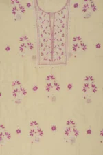 Srajann Hand Embroidered Cream Chanderi Gown Lucknow Chikankari Unstitched Kurta With Dupatta(SLC1293) - Image 7