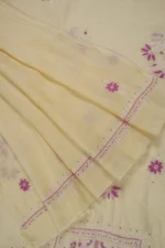 Srajann Hand Embroidered Cream Chanderi Gown Lucknow Chikankari Unstitched Kurta With Dupatta(SLC1293) - Image 9