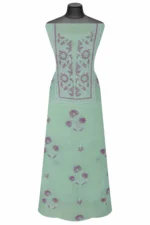 Srajann Hand Embroidered Green Chanderi Lucknow Chikankari Unstitched Kurta With Dupatta(SLC1298) - Image 4