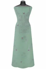 Srajann Hand Embroidered Green Chanderi Lucknow Chikankari Unstitched Kurta With Dupatta(SLC1298) - Image 5