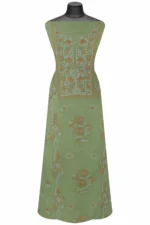 Srajann Hand Embroidered Green Chanderi Lucknow Chikankari Unstitched Kurta With Dupatta(SLC1300) - Image 2