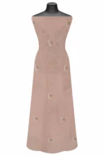 Srajann Hand Embroidered Beige Chanderi Lucknow Chikankari Unstitched Kurta With Dupatta(SLC1301) - Image 5