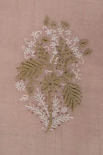 Srajann Hand Embroidered Beige Chanderi Lucknow Chikankari Unstitched Kurta With Dupatta(SLC1301) - Image 8