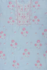 Srajann Hand Embroidered Green Chanderi Lucknow Chikankari Unstitched Kurta With Dupatta(SLC1302) - Image 7