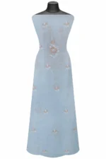 Srajann Hand Embroidered Green Chanderi Lucknow Chikankari Unstitched Kurta With Dupatta(SLC1303) - Image 4