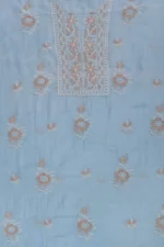 Srajann Hand Embroidered Green Chanderi Lucknow Chikankari Unstitched Kurta With Dupatta(SLC1303) - Image 6