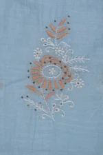 Srajann Hand Embroidered Green Chanderi Lucknow Chikankari Unstitched Kurta With Dupatta(SLC1303) - Image 7