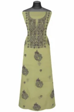 Srajann Hand Embroidered Green Chanderi Lucknow Chikankari Unstitched Kurta With Dupatta(SLC1304) - Image 2