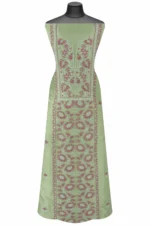 Srajann Hand Embroidered Green Chanderi Lucknow Chikankari Unstitched Kurta With Dupatta(SLC1306) - Image 2