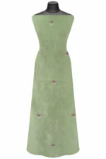 Srajann Hand Embroidered Green Chanderi Lucknow Chikankari Unstitched Kurta With Dupatta(SLC1306) - Image 5