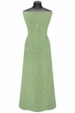 Srajann Hand Embroidered Green Chanderi Lucknow Chikankari Unstitched Kurta With Dupatta(SLC1307) - Image 5