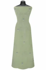 Srajann Hand Embroided Pista Green Mul Chanderi Lucknowi Chikankari Unstitched Kurta Dupatta Set (SLC1310) - Image 5