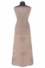 Srajann Hand Embroidered Beige Chanderi Lucknow Chikankari Unstitched Kurta With Dupatta(SLC1308) - Image 3