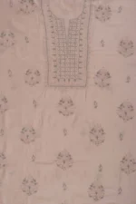Srajann Hand Embroidered Beige Chanderi Lucknow Chikankari Unstitched Kurta With Dupatta(SLC1308) - Image 6