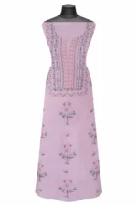 Srajann Hand Embroidered Pink Chanderi Lucknow Chikankari Unstitched Kurta With Dupatta(SLC1311) - Image 2