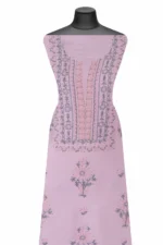Srajann Hand Embroidered Pink Chanderi Lucknow Chikankari Unstitched Kurta With Dupatta(SLC1311) - Image 3