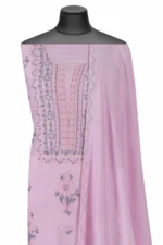 Srajann Hand Embroidered Pink Chanderi Lucknow Chikankari Unstitched Kurta With Dupatta(SLC1311) - Image 4