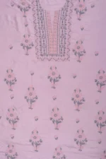 Srajann Hand Embroidered Pink Chanderi Lucknow Chikankari Unstitched Kurta With Dupatta(SLC1311) - Image 7