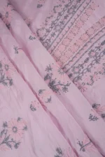 Srajann Hand Embroidered Pink Chanderi Lucknow Chikankari Unstitched Kurta With Dupatta(SLC1311) - Image 10