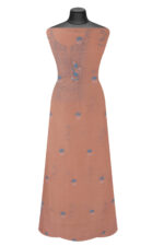 Srajann Hand Embroided Peach Mul Chanderi Lucknowi Chikankari Unstitched Kurta Dupatta Set (SLC1702) - Image 7