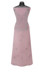 Srajann Hand Embroided Pink Mul Chanderi Lucknowi Chikankari Unstitched Kurta Dupatta Set (SLC1703) - Image 2